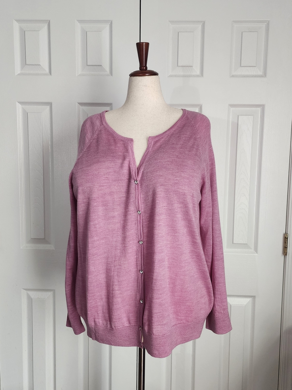 3X Light Pink Button-Front Women's Sweater Cardigan